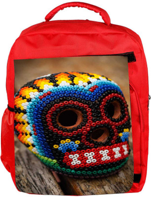 

Snoogg Eco Friendly Canvas Beaded Skull Backpack Rucksack School Travel Unisex Casual Canvas Bag Bookbag Satchel 5 L Backpack(Red)