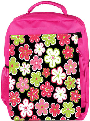 

Snoogg Eco Friendly Canvas Colorful Flowers Black Pattern Designer Backpack Rucksack School Travel Unisex Casual Canvas Bag Bookbag Satchel 5 L Backpack(Pink)