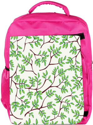 

Snoogg Eco Friendly Canvas Green Leaves Pattern Cream Designer Backpack Rucksack School Travel Unisex Casual Canvas Bag Bookbag Satchel 5 L Backpack(Pink)