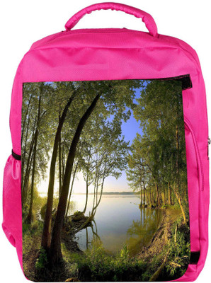 

Snoogg Eco Friendly Canvas Forest Side River Designer Backpack Rucksack School Travel Unisex Casual Canvas Bag Bookbag Satchel 5 L Backpack(Pink)