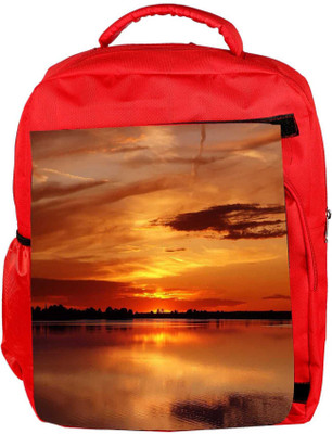 

Snoogg Eco Friendly Canvas Sunset View Designer Backpack Rucksack School Travel Unisex Casual Canvas Bag Bookbag Satchel 5 L Backpack(Red)