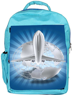 

Snoogg Eco Friendly Canvas Airlines Theme Backpack Rucksack School Travel Unisex Casual Canvas Bag Bookbag Satchel 5 L Backpack(Blue)