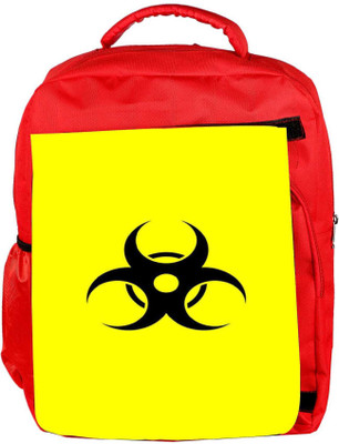 

Snoogg Eco Friendly Canvas Stay Safe Caution 2384 Backpack Rucksack School Travel Unisex Casual Canvas Bag Bookbag Satchel 5 L Backpack(Red)