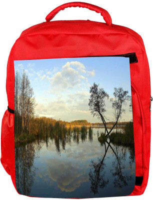 

Snoogg Eco Friendly Canvas River And Clouds Designer Backpack Rucksack School Travel Unisex Casual Canvas Bag Bookbag Satchel 5 L Backpack(Red)