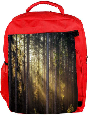 

Snoogg Eco Friendly Canvas Sunlight In Forest Designer Backpack Rucksack School Travel Unisex Casual Canvas Bag Bookbag Satchel 5 L Backpack(Red)