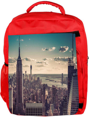

Snoogg Eco Friendly Canvas Tall Buildings Designer Backpack Rucksack School Travel Unisex Casual Canvas Bag Bookbag Satchel 5 L Backpack(Red)