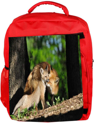 

Snoogg Eco Friendly Canvas Parental Fox Designer Backpack Rucksack School Travel Unisex Casual Canvas Bag Bookbag Satchel 5 L Backpack(Red)