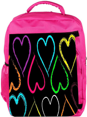 

Snoogg Eco Friendly Canvas Neon Hearts Designer Backpack Rucksack School Travel Unisex Casual Canvas Bag Bookbag Satchel 5 L Backpack(Pink)