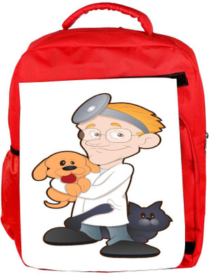 

Snoogg Eco Friendly Canvas Animal Doctor Cartoon Character Backpack Rucksack School Travel Unisex Casual Canvas Bag Bookbag Satchel 5 L Backpack(Red)