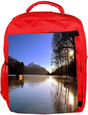 

Snoogg Eco Friendly Canvas Lake Side Trees Designer Backpack Rucksack School Travel Unisex Casual Canvas Bag Bookbag Satchel 5 L Backpack(Red)