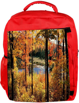 

Snoogg Eco Friendly Canvas Forest Trees Designer Backpack Rucksack School Travel Unisex Casual Canvas Bag Bookbag Satchel 5 L Backpack(Red)