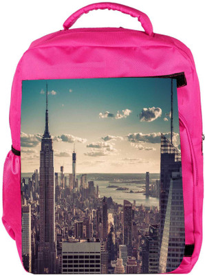 

Snoogg Eco Friendly Canvas Tall Buildings Designer Backpack Rucksack School Travel Unisex Casual Canvas Bag Bookbag Satchel 5 L Backpack(Pink)