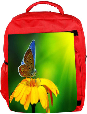 

Snoogg Eco Friendly Canvas Butterfly In Sunflower Designer Backpack Rucksack School Travel Unisex Casual Canvas Bag Bookbag Satchel 5 L Backpack(Red)