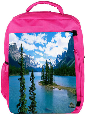 

Snoogg Eco Friendly Canvas Christmas Trees And River Designer Backpack Rucksack School Travel Unisex Casual Canvas Bag Bookbag Satchel 5 L Backpack(Pink)