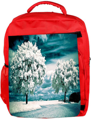 

Snoogg Eco Friendly Canvas White Frozen Trees Designer Backpack Rucksack School Travel Unisex Casual Canvas Bag Bookbag Satchel 5 L Backpack(Red)