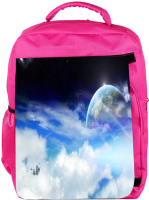 

Snoogg Eco Friendly Canvas Clouds And Earth Designer Backpack Rucksack School Travel Unisex Casual Canvas Bag Bookbag Satchel 5 L Backpack(Pink)