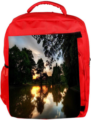 

Snoogg Eco Friendly Canvas Evening At Lake Side Designer Backpack Rucksack School Travel Unisex Casual Canvas Bag Bookbag Satchel 5 L Backpack(Red)