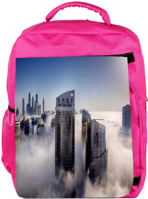 

Snoogg Eco Friendly Canvas Big Buildings Designer Backpack Rucksack School Travel Unisex Casual Canvas Bag Bookbag Satchel 5 L Backpack(Pink)