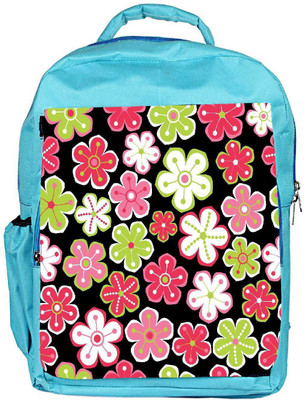 

Snoogg Eco Friendly Canvas Colorful Flowers Black Pattern Designer Backpack Rucksack School Travel Unisex Casual Canvas Bag Bookbag Satchel 5 L Backpack(Blue)