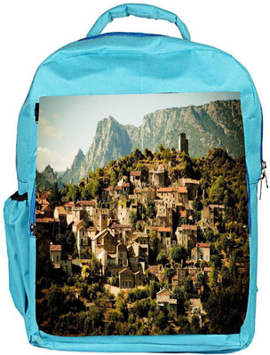 

Snoogg Eco Friendly Canvas Abstract Houses Designer Backpack Rucksack School Travel Unisex Casual Canvas Bag Bookbag Satchel 5 L Backpack(Blue)