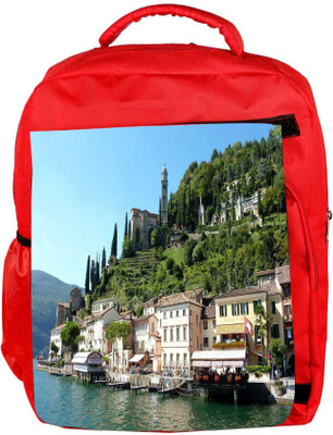 

Snoogg Eco Friendly Canvas White Buildings Designer Backpack Rucksack School Travel Unisex Casual Canvas Bag Bookbag Satchel 5 L Backpack(Red)