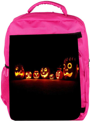 

Snoogg Eco Friendly Canvas Seven Halloween Pumpkin Backpack Rucksack School Travel Unisex Casual Canvas Bag Bookbag Satchel 5 L Backpack(Pink)