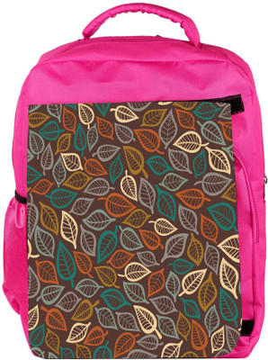 

Snoogg Eco Friendly Canvas Multicolor Leaves Designer Backpack Rucksack School Travel Unisex Casual Canvas Bag Bookbag Satchel 5 L Backpack(Pink)