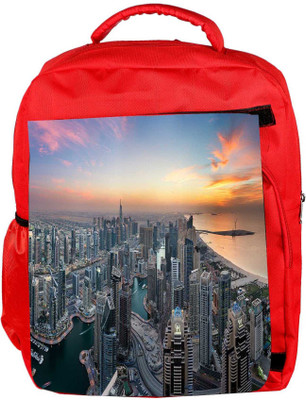 

Snoogg Eco Friendly Canvas City Filled With Buildings Designer Backpack Rucksack School Travel Unisex Casual Canvas Bag Bookbag Satchel 5 L Backpack(Red)