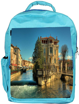 

Snoogg Eco Friendly Canvas Water And House Designer Backpack Rucksack School Travel Unisex Casual Canvas Bag Bookbag Satchel 5 L Backpack(Blue)