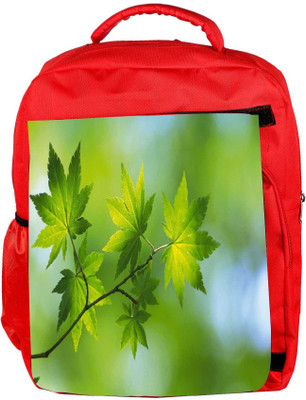 

Snoogg Eco Friendly Canvas Green Leaves On Tree Designer Backpack Rucksack School Travel Unisex Casual Canvas Bag Bookbag Satchel 5 L Backpack(Red)
