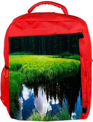 

Snoogg Eco Friendly Canvas Clouds On Water Designer Backpack Rucksack School Travel Unisex Casual Canvas Bag Bookbag Satchel 5 L Backpack(Red)