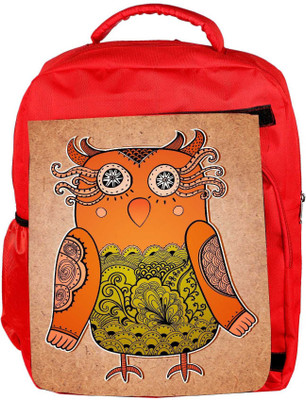 

Snoogg Eco Friendly Canvas Cute Owl On Real Cardboard Background Lacy Bird On Paper Backpack Rucksack School Travel Unisex Casual Canvas Bag Bookbag Satchel 5 L Backpack(Red)