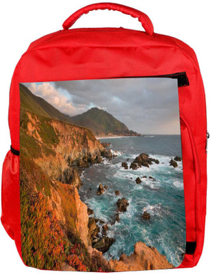

Snoogg Eco Friendly Canvas Big Rocks In The Sea Designer Backpack Rucksack School Travel Unisex Casual Canvas Bag Bookbag Satchel 5 L Backpack(Red)
