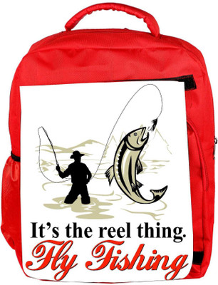 

Snoogg Eco Friendly Canvas Fly Fisherman Catching Trout With Fly Reel Backpack Rucksack School Travel Unisex Casual Canvas Bag Bookbag Satchel 5 L Backpack(Red)
