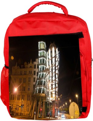 

Snoogg Eco Friendly Canvas Abstract Buildings Designer Backpack Rucksack School Travel Unisex Casual Canvas Bag Bookbag Satchel 5 L Backpack(Red)