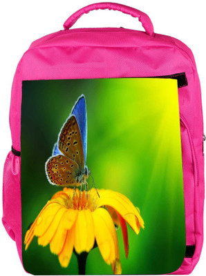 

Snoogg Eco Friendly Canvas Butterfly In Sunflower Designer Backpack Rucksack School Travel Unisex Casual Canvas Bag Bookbag Satchel 5 L Backpack(Pink)