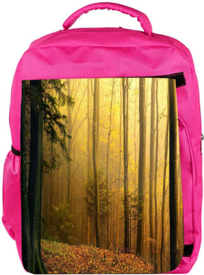

Snoogg Eco Friendly Canvas Yellow Forest Designer Backpack Rucksack School Travel Unisex Casual Canvas Bag Bookbag Satchel 5 L Backpack(Pink)
