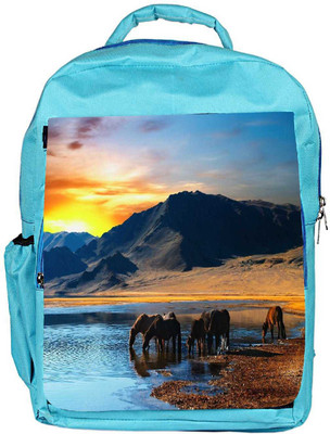 

Snoogg Eco Friendly Canvas Horse Drinking Water Designer Backpack Rucksack School Travel Unisex Casual Canvas Bag Bookbag Satchel 5 L Backpack(Blue)
