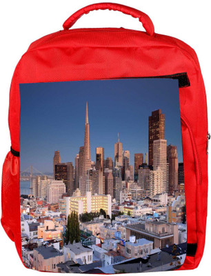 

Snoogg Eco Friendly Canvas Colorful Buildings Designer Backpack Rucksack School Travel Unisex Casual Canvas Bag Bookbag Satchel 5 L Backpack(Red)