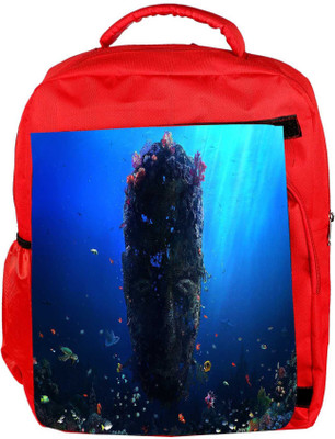 

Snoogg Eco Friendly Canvas Under Sea Face Designer Backpack Rucksack School Travel Unisex Casual Canvas Bag Bookbag Satchel 5 L Backpack(Red)