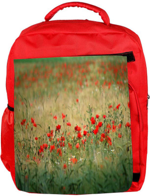 

Snoogg Eco Friendly Canvas Green Petals Designer Backpack Rucksack School Travel Unisex Casual Canvas Bag Bookbag Satchel 5 L Backpack(Red)