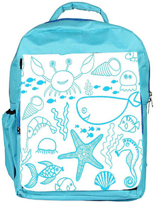 

Snoogg Eco Friendly Canvas Fish World White Pattern Designer Backpack Rucksack School Travel Unisex Casual Canvas Bag Bookbag Satchel 5 L Backpack(Blue)