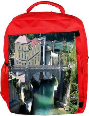 

Snoogg Eco Friendly Canvas Lake View Houses Designer Backpack Rucksack School Travel Unisex Casual Canvas Bag Bookbag Satchel 5 L Backpack(Red)