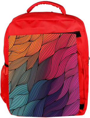 

Snoogg Eco Friendly Canvas Vector Abstract Hand Drawn Waves Texture Backpack Rucksack School Travel Unisex Casual Canvas Bag Bookbag Satchel 5 L Backpack(Red)