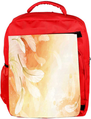 

Snoogg Eco Friendly Canvas White Feathers Designer Backpack Rucksack School Travel Unisex Casual Canvas Bag Bookbag Satchel 5 L Backpack(Red)