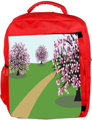 

Snoogg Eco Friendly Canvas Abstract Illustration Of A Background With Trees Backpack Rucksack School Travel Unisex Casual Canvas Bag Bookbag Satchel 5 L Backpack(Red)