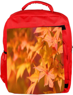 

Snoogg Eco Friendly Canvas Orange Leaves Designer Backpack Rucksack School Travel Unisex Casual Canvas Bag Bookbag Satchel 5 L Backpack(Red)