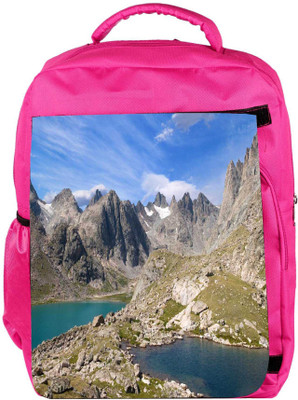 

Snoogg Eco Friendly Canvas Grey Mountain Designer Backpack Rucksack School Travel Unisex Casual Canvas Bag Bookbag Satchel 5 L Backpack(Pink)