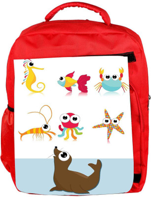 

Snoogg Eco Friendly Canvas Background With Sea Animal Backpack Rucksack School Travel Unisex Casual Canvas Bag Bookbag Satchel 5 L Backpack(Red)