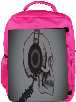 

Snoogg Eco Friendly Canvas Skull With Headphones Designer Backpack Rucksack School Travel Unisex Casual Canvas Bag Bookbag Satchel 5 L Backpack(Pink)